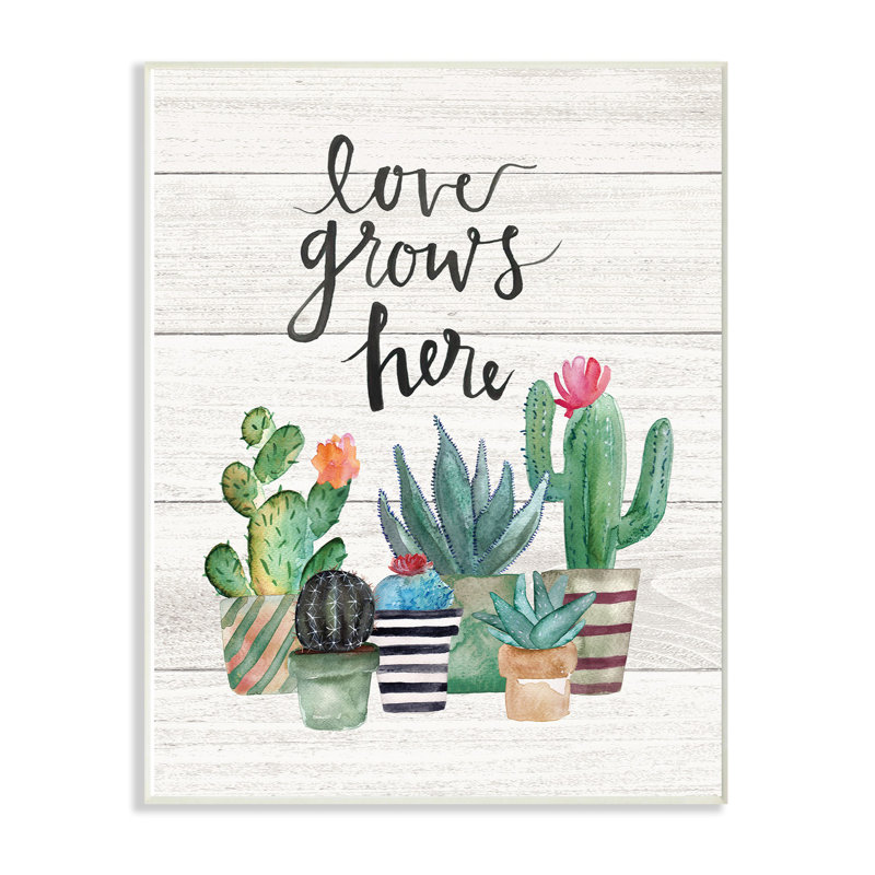 Bungalow Rose Love Grows Here Cactus Succulents Watercolor