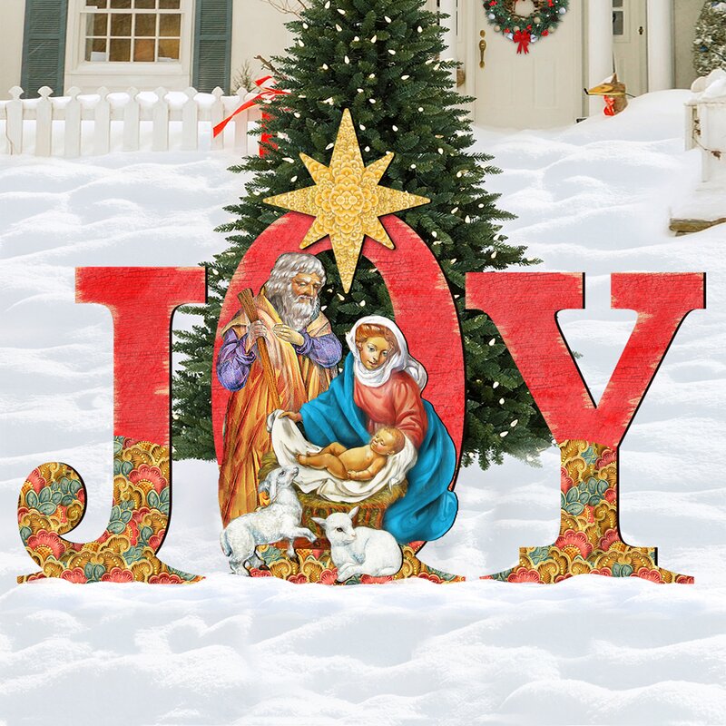 The Holiday Aisle Joy Nativity Yard Lawn Art | Wayfair