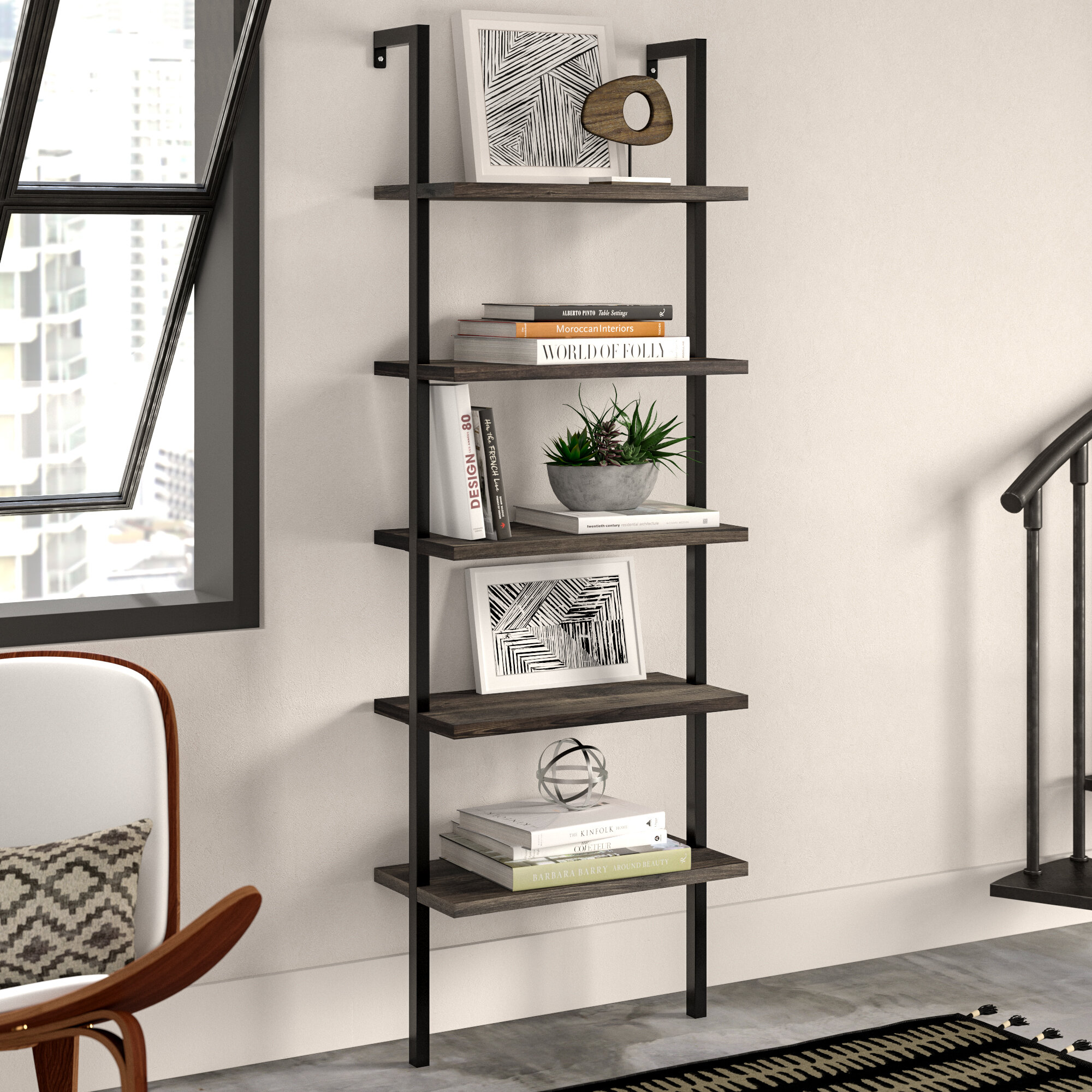 Kanissa 72.5'' H x 24'' W Steel Ladder Bookcase