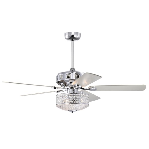 47" 12W LED Chandelier Ceiling Fan Light w/ Wooden Blades Remote Control 