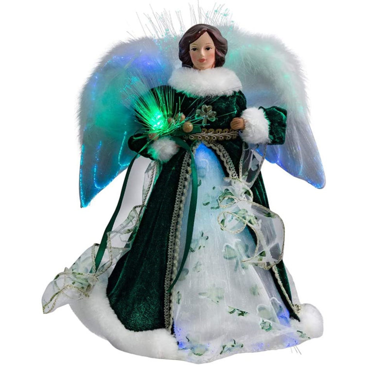 Kurt Adler Fiber Optic Led Irish Angel Tree Topper 