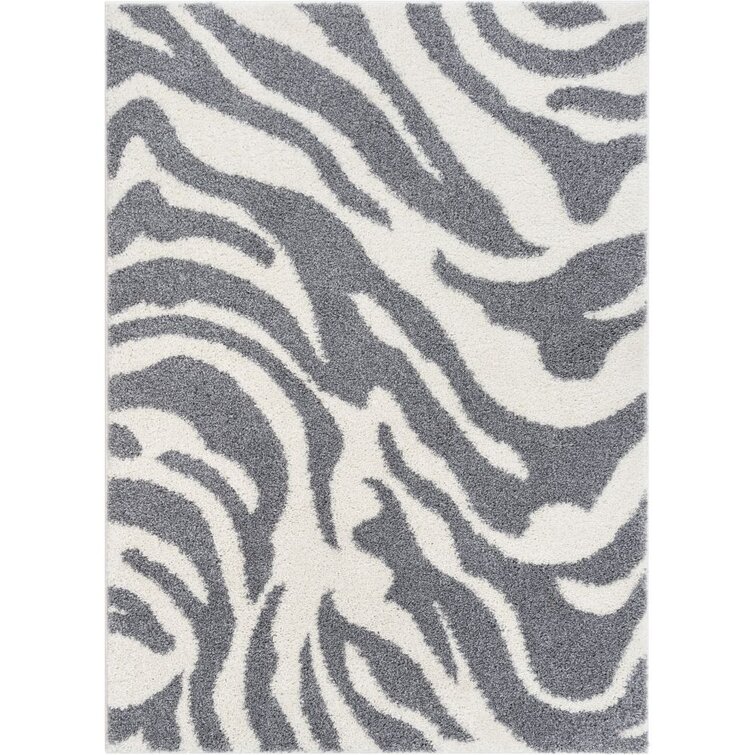 Well Woven Animal Print Shag Gray/White Area Rug | Wayfair