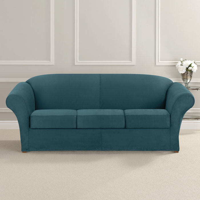 Ultimate Heavyweight Stretch Suede Box Cushion Sofa Slipcover Ultimate Heavyweight Stretch Suede Box Cushion Sofa Slipcover
