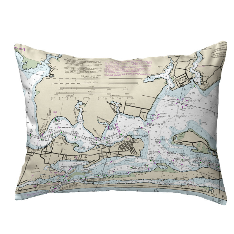 Highland Dunes Sipos Beach Al Nautical Map Indoor Outdoor Lumbar Pillow Wayfair