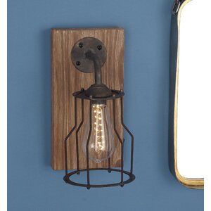 Wood/Metal 1-Light LED Armed Sconce