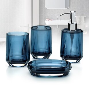 navy blue bathroom accessories