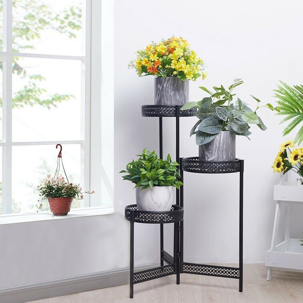 Small Medium Potted Holder Wood Plant Stand Indoor Outdoor Multiple Flower Rack 