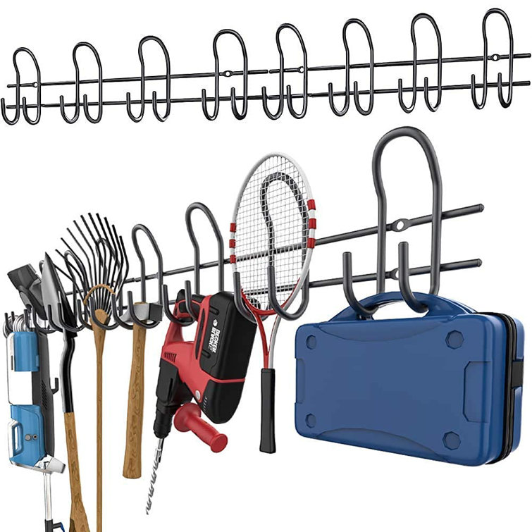 -Gery AOBEN Garage Hooks,24PCS Heavy Duty Garage Hanger Organizer Anti-Slip Double Wall Garage Storage Hooks for Ladder 23 hooks /& 1 hoder strap Power Tool,Bike,Ropes