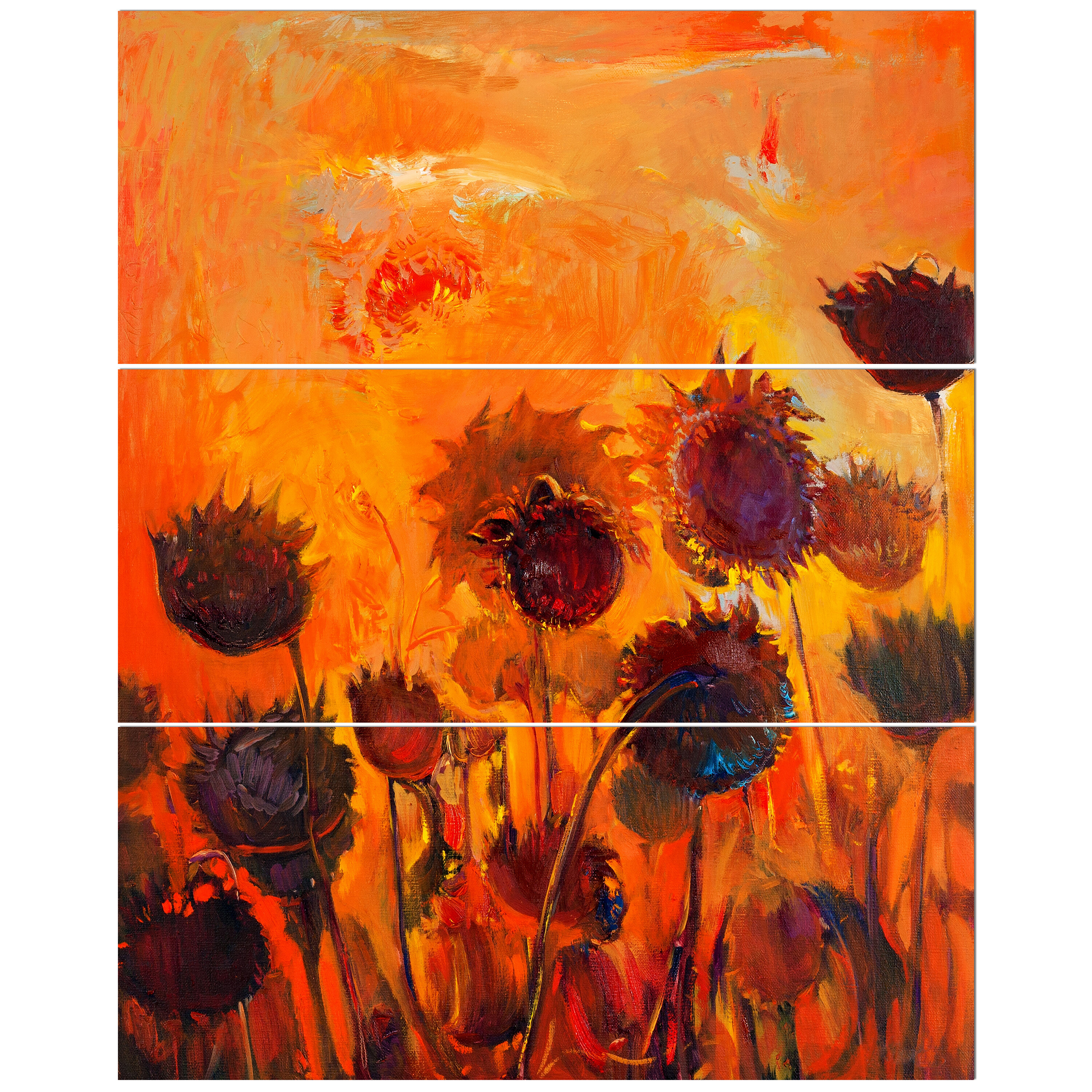 East Urban Home Sunflower Field Abstract Artwork Oil Painting