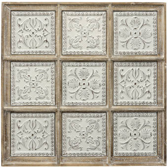 Bungalow Rose Wood Framed Fl Metal Tiles Wall Décor Wayfair Bungalow Rose Wood Framed Fl Metal