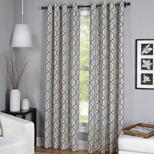Creston Geometric Room Darkening Grommet Single Curtain Panel
