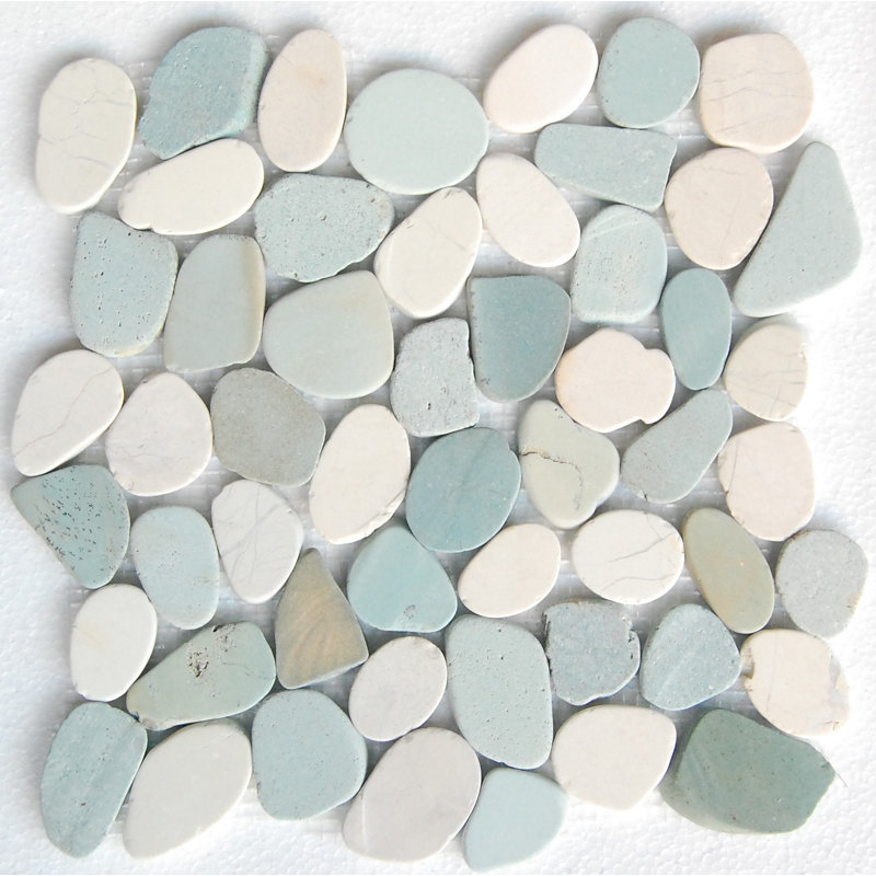 Fustone Sky Random Sized Natural Stone Mosaic Tile In Green White