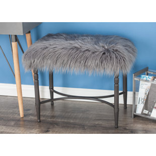 Gray Faux Fur Stool Wayfair