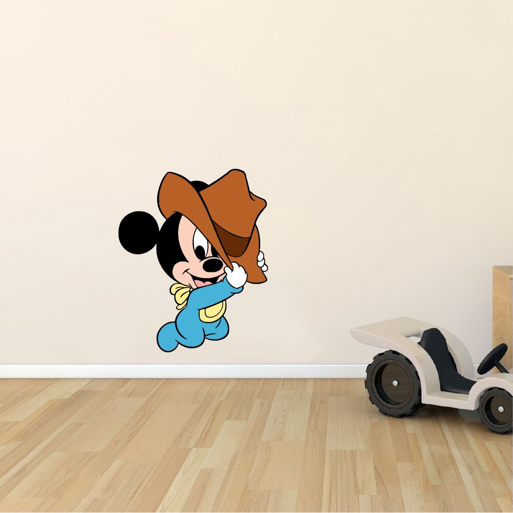 Design With Vinyl Baby Cowboy Mickey Mouse Cartoon Character Wall Decal Wayfair