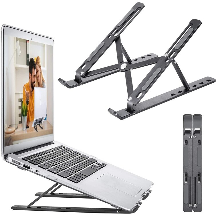 11-17'' Silver iPad Laptop Stand for Desk Laptop Holder| Ergonomic Aluminum Foldable Portable Laptop Stand Riser Computer Tablet Stand Work from Home Compatible with MacBook Dell and Lenovo HP 