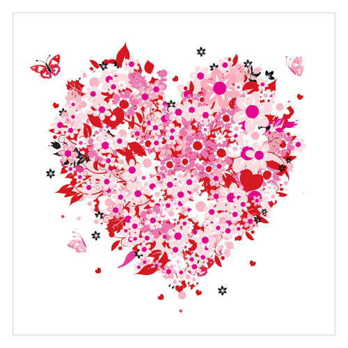 Floral Retro Heart 2.4m x 2.4m Matt Wallpaper Mural East Urban Home