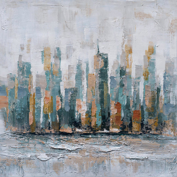 Ebern Designs City By The Sea Oil Painting Print On Wrapped Canvas Wayfair