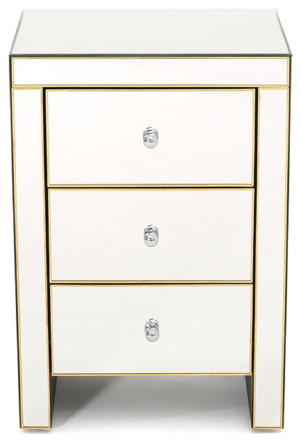 House of Hampton® Baryzhikova 26'' Tall 3 Drawer Mirror Nightstand in