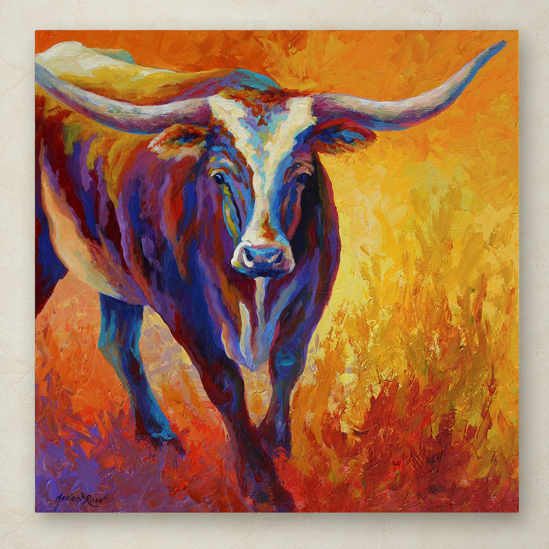 Trademark Art Stepping Out Longhorn Painting Print On Wrapped