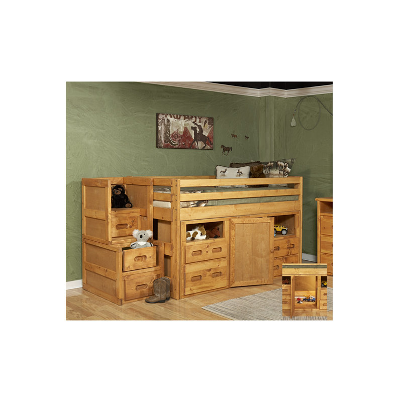 Harriet Bee Kepler Twin Junior Loft Bed With Drawers And Shelves