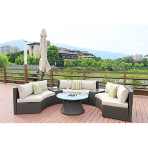 Sidwell 6 Piece Rattan Sectional Set with Cushions