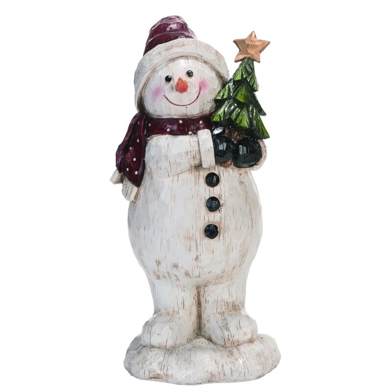 The Holiday Aisle® Resin Look Snowman Figurine | Wayfair