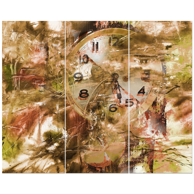 East Urban Home Motif Of Clocks Abstract Mixed Painting Oil