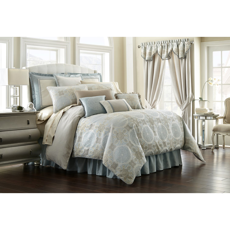 Waterford Bedding Jonet Cream Aqua Microfiber Reversible Farmhouse Country 4 Piece Comforter Set Reviews Wayfair
