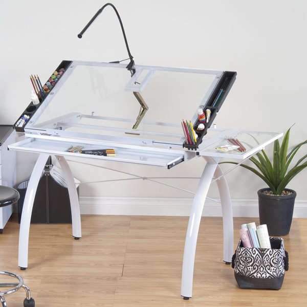 glass drafting table with light