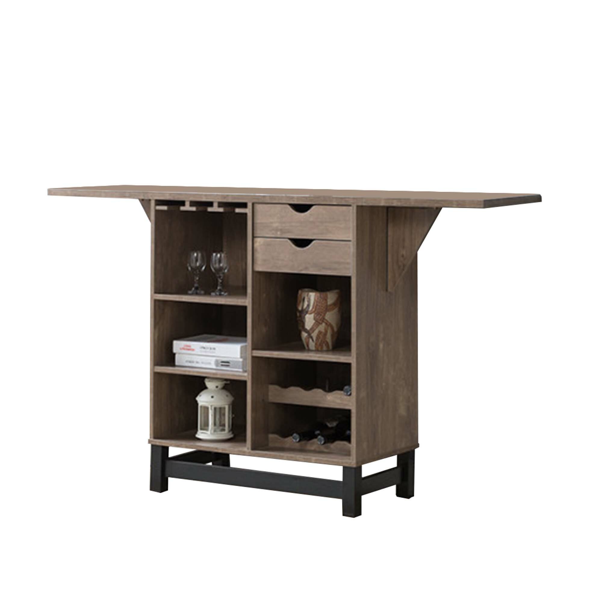 Foundry Select Zellers Wooden Mini Bar With Wine Storage