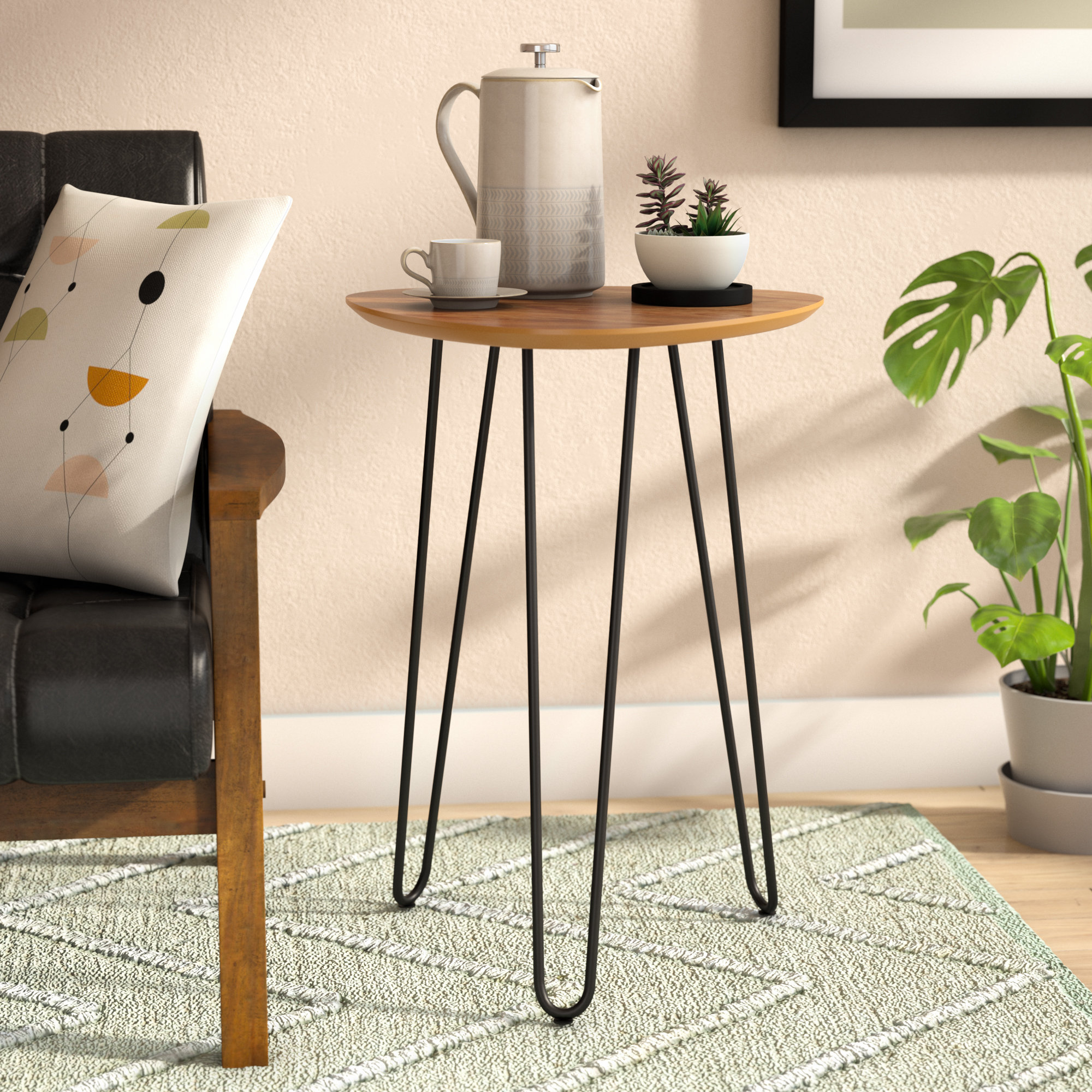 Hykkon Liliana Hairpin Leg Wood Side Table Reviews Wayfair Co Uk