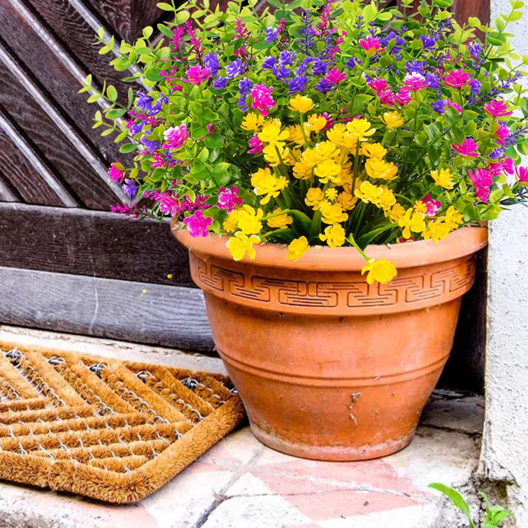 Orange Artificial Flowers 12 Bundles Outdoor UV Resistant Fake Flowers No Fade Faux Plastic Greenery Shrubs Garden Porch Window Box Decorating