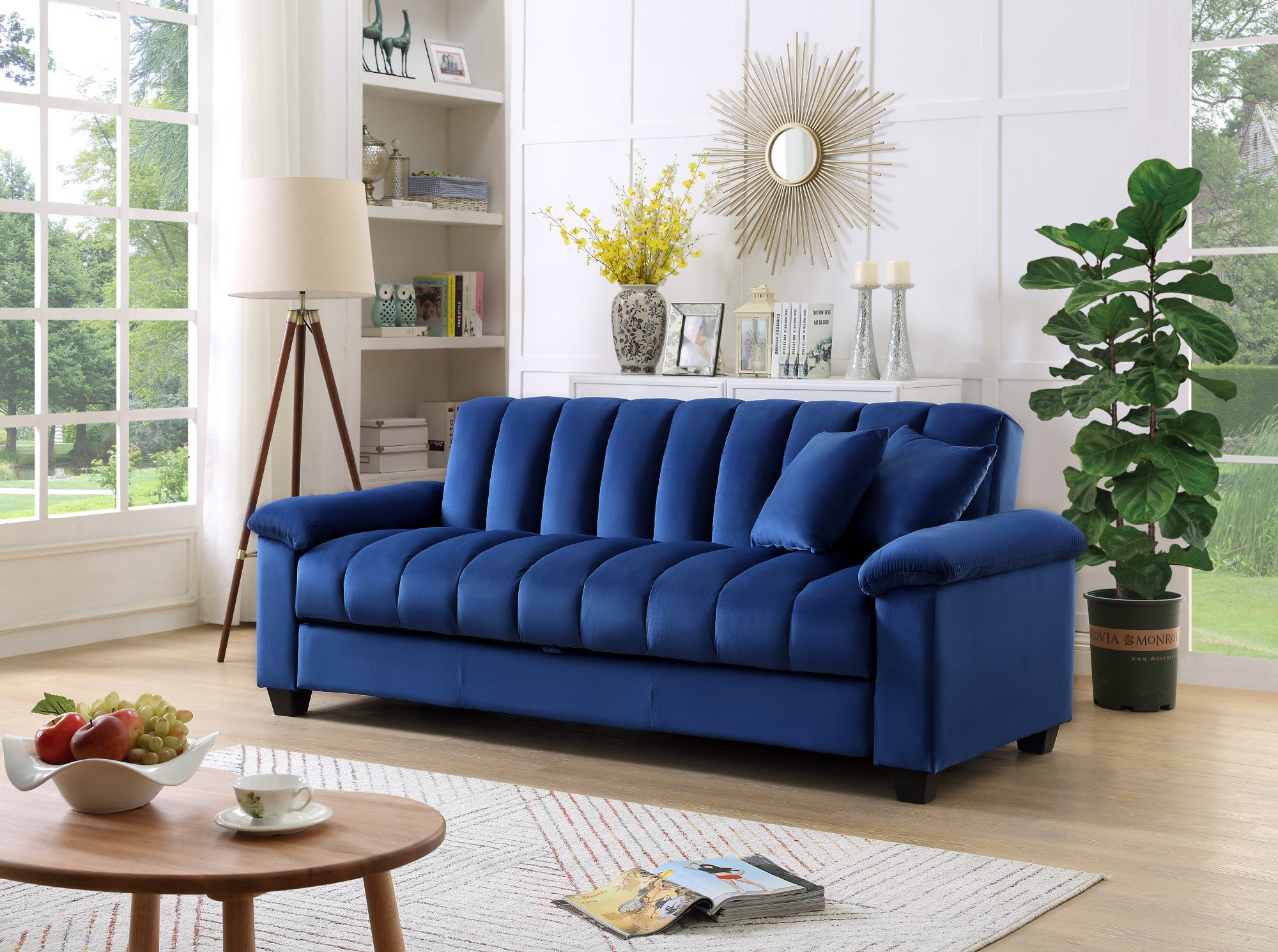 Everly Quinn Comfortable Velvet Storage Sleeper Sofa Wayfair