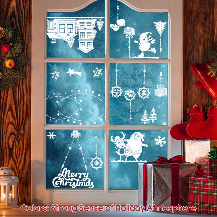 CLEARANCE SALE Large Sheet of Christnas Window Stickers Santa Tree Star & More