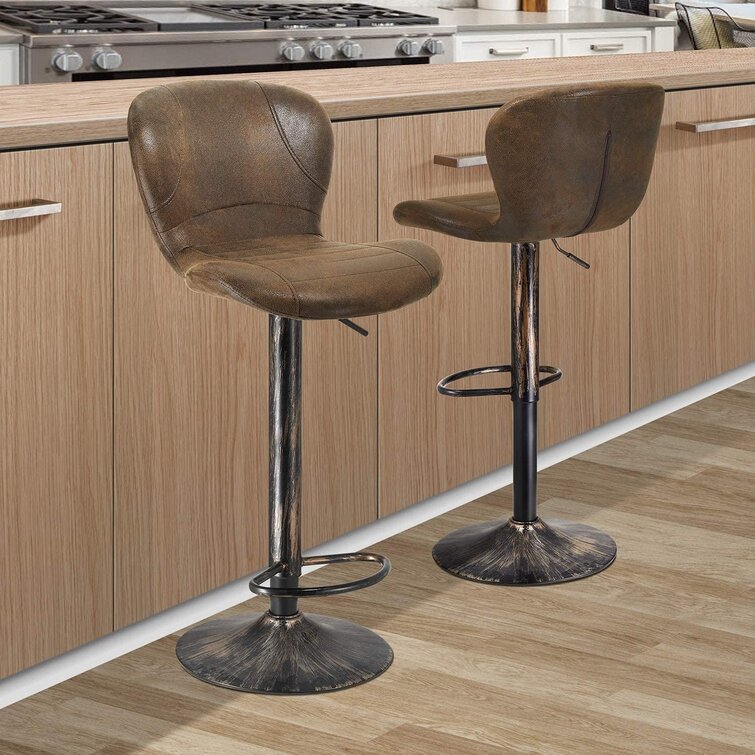 Bistro Pub Bar Stools Swivel Counter Chair Velvet Leather Footrest Set of 2 OR 4 