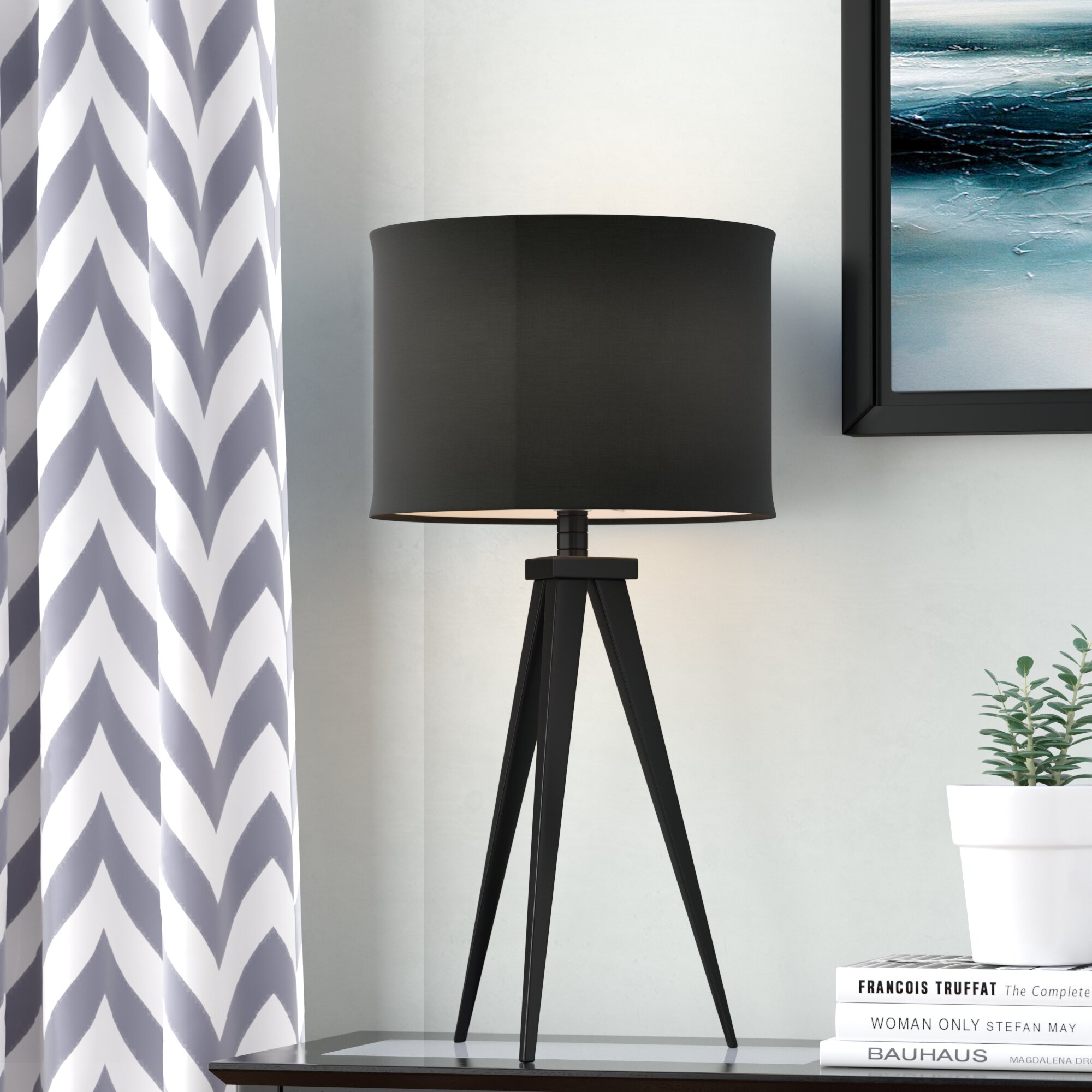 black tripod table lamp