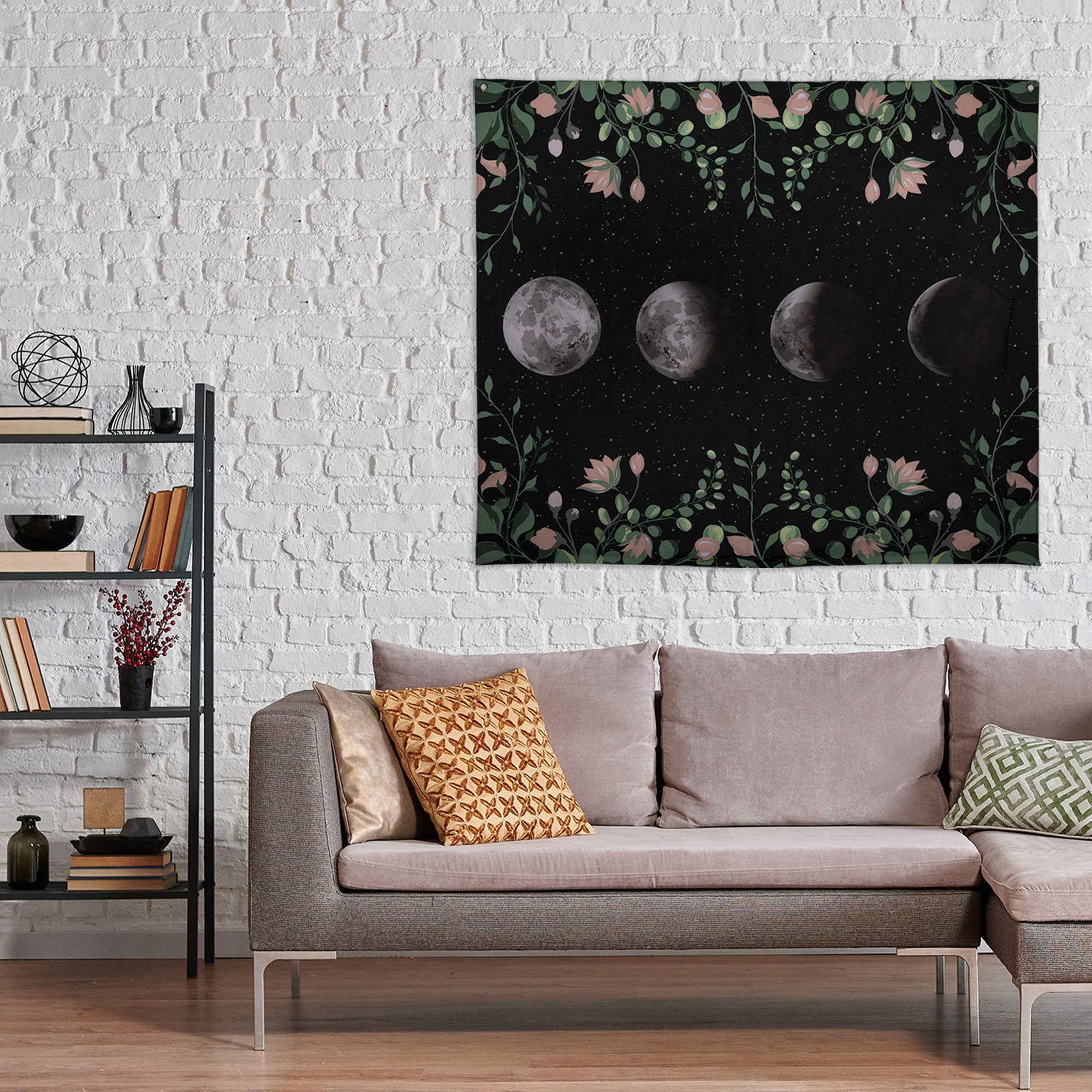 floral moon tapestry