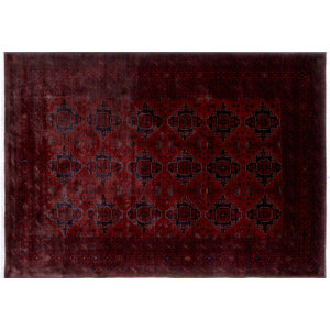 One-of-a-Kind Alban Neutral Hand-Knotted Red Premium Wool Area Rug