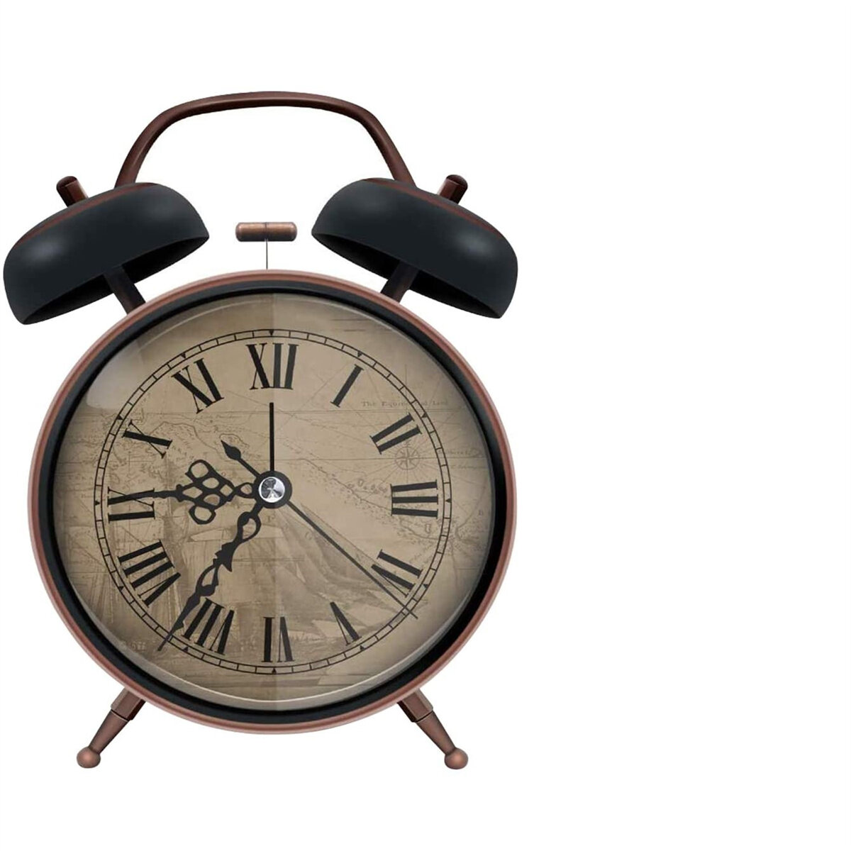 Retro Alarm Clock Twin Bell Quartz Movement Bedside Night Analog Clock  BedRoom 
