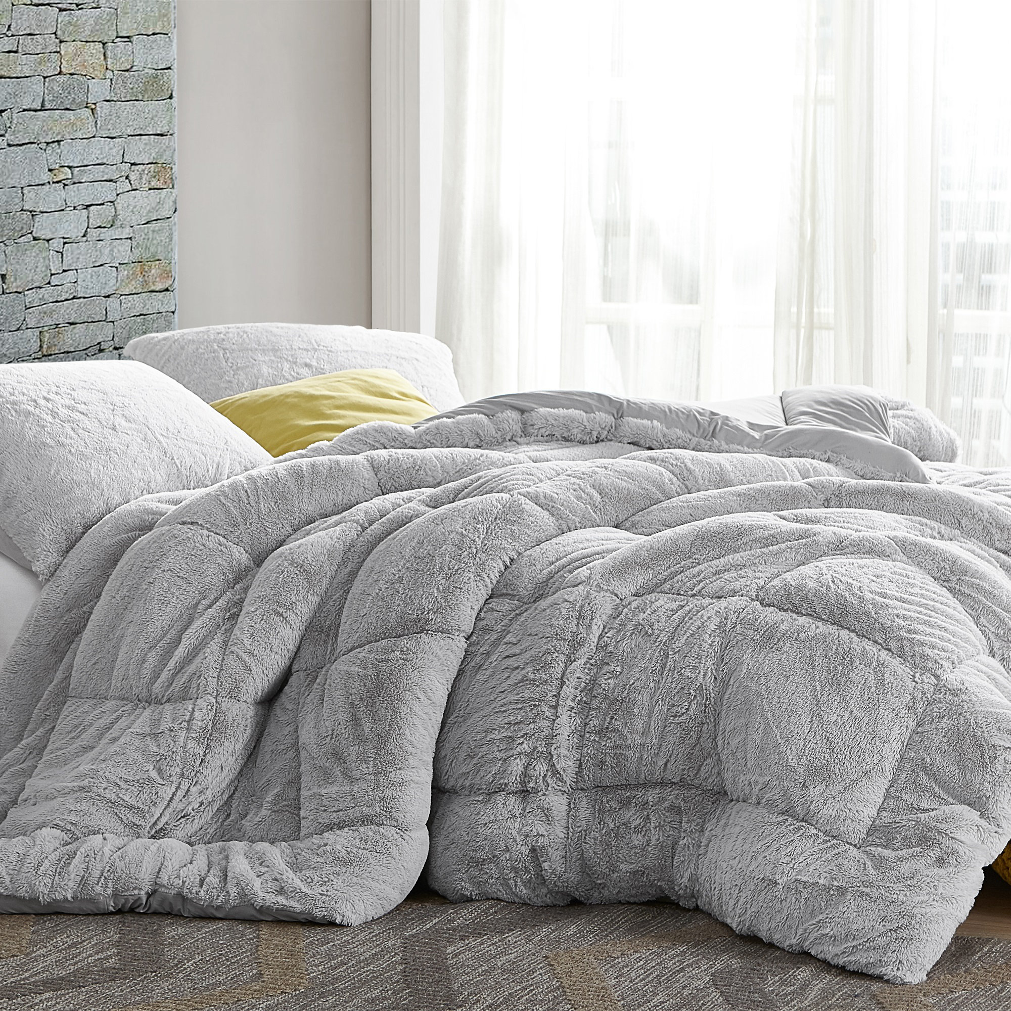 single grey teddy bedding