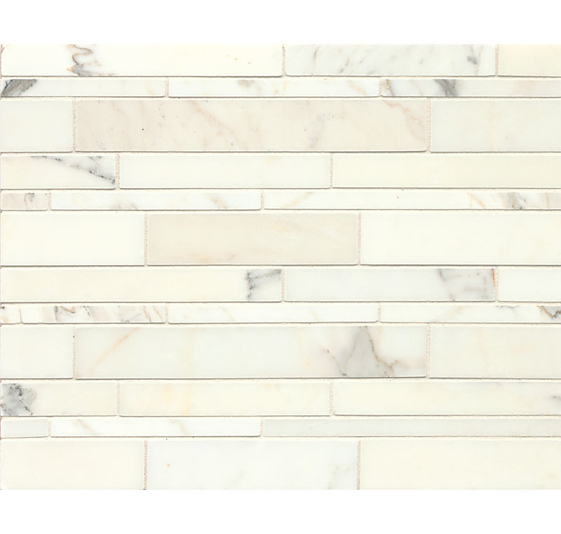 Bedrosians Random Linear Honed Marble Polished Mosaic Tile In Calacatta Oro Wayfair