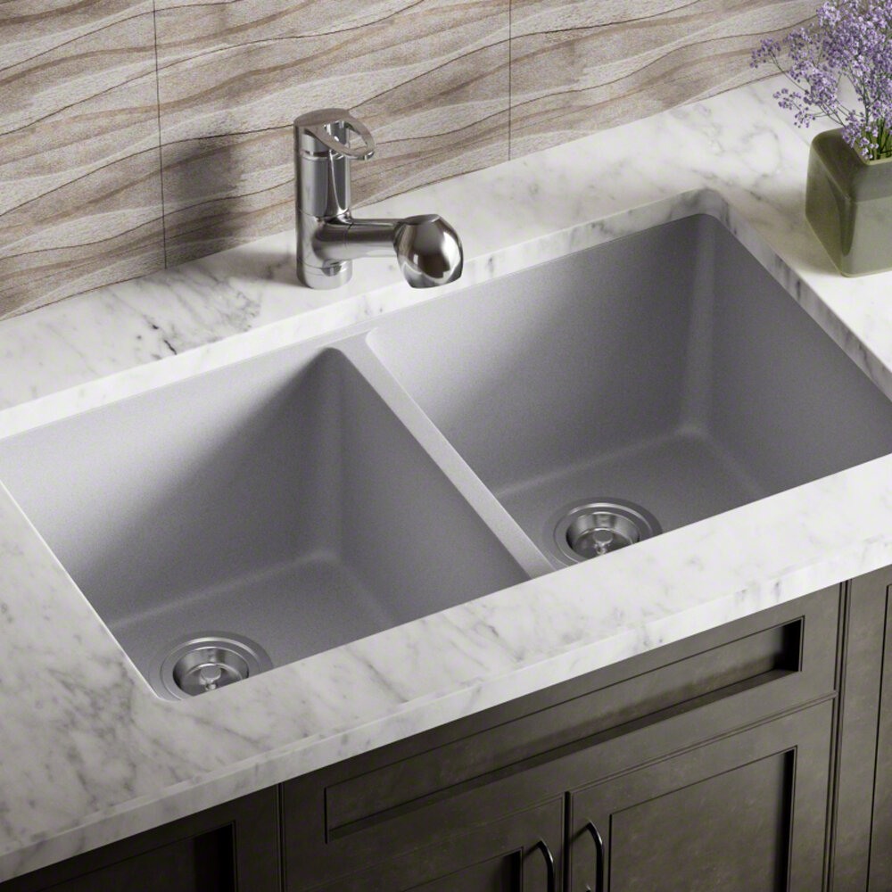 Mrdirect Granite Composite 32 L X 19 W Double Basin Undermount Kitchen Sink With Basket Strainers Reviews Wayfair