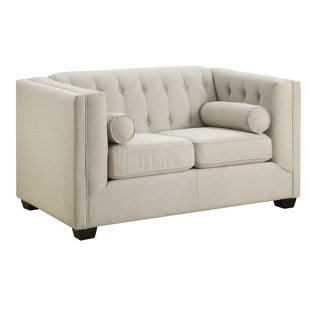 McDougal Chesterfield Solid Wood Loveseat by Three Posts
