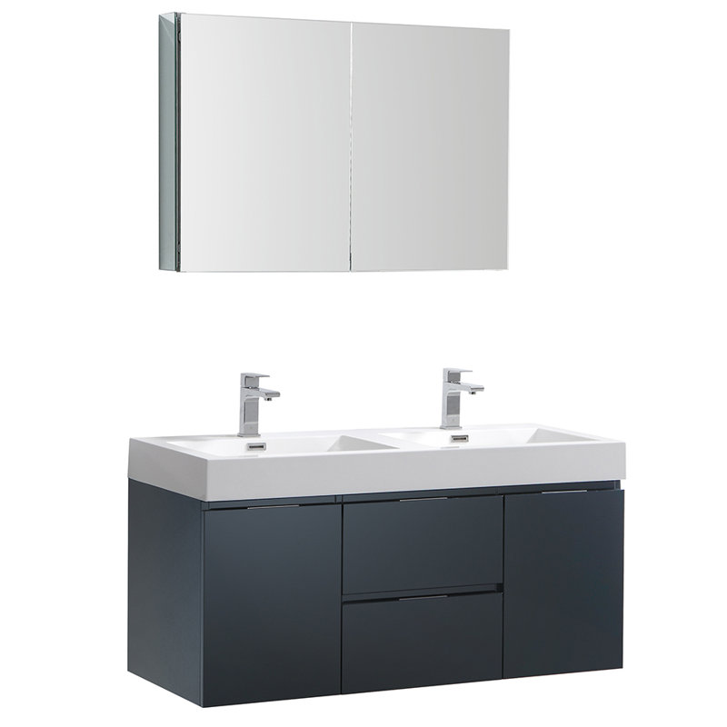 Fresca Senza Valencia 48 Wall Mounted Double Bathroom Vanity Set With Mirror Reviews Perigold
