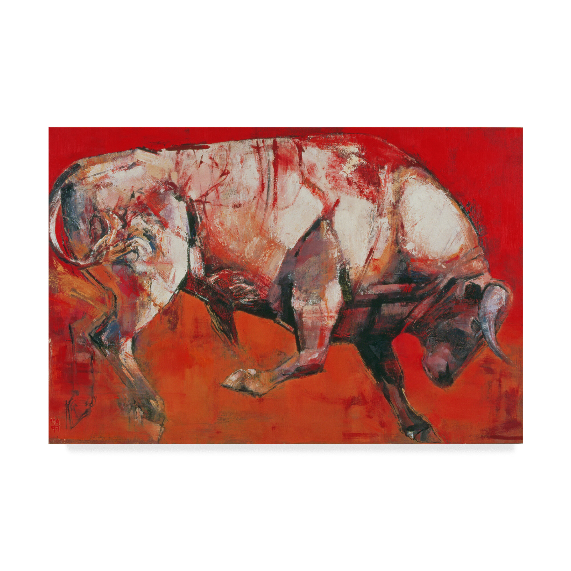 Trademark Art The White Bull Acrylic Painting Print On Wrapped