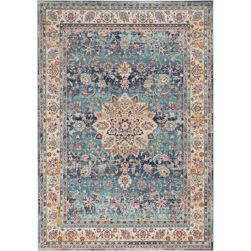 World Menagerie Teppich Holsworthy In Blau Bewertungen Wayfair De