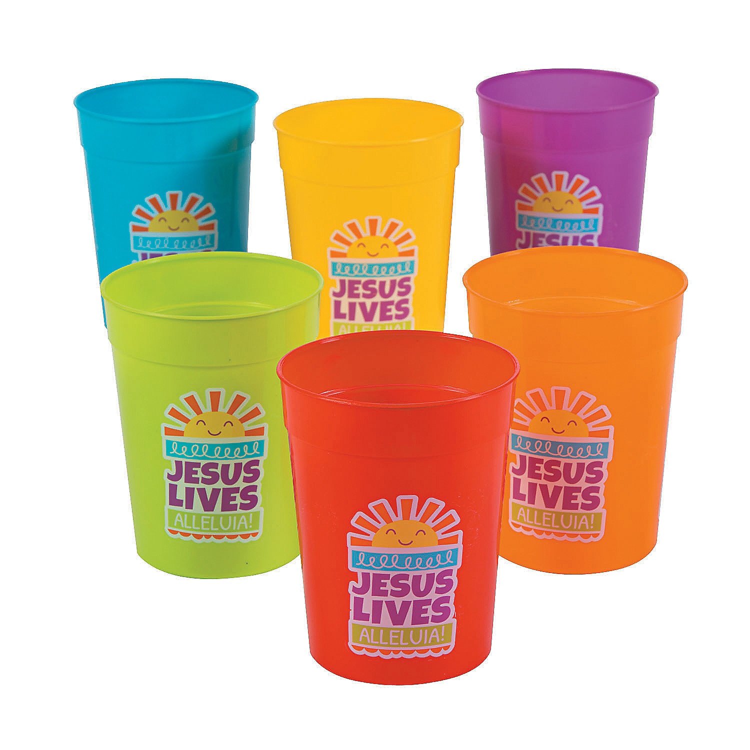 The Holiday Aisle® Azury Colorful He Lives Plastic Cups Party