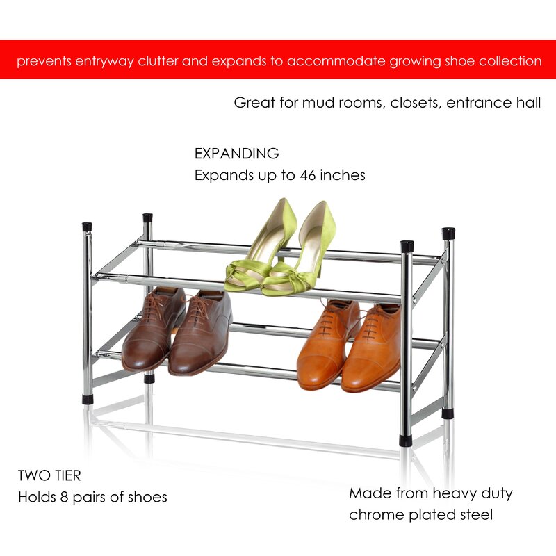 Sunbeam Expandable 2 Tier 6 Pair Shoe Rack Reviews Wayfair