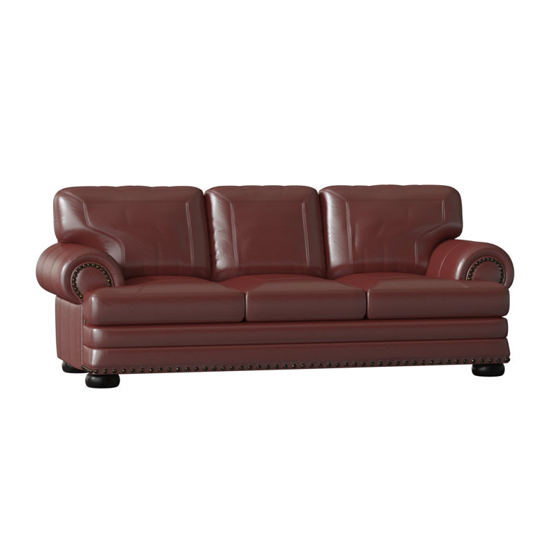 Omnia Leather Houston Genuine Leather 97 Rolled Arm Sofa Bed