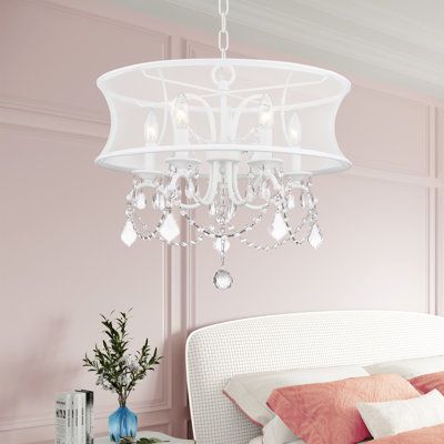 Widner 6 - Light Shaded Drum Chandelier with Crystal Accents